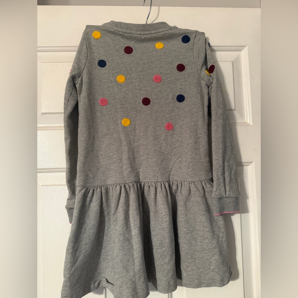 Mini Boden Gray Polka Dot Sweatshirt Dress Size 8-9 Girls - Picture 3 of 4